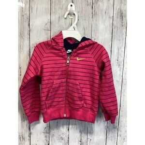 Women’s Junior Nike Vintage Pink Fleece Full Zip Striped Hoodie Sz 2T